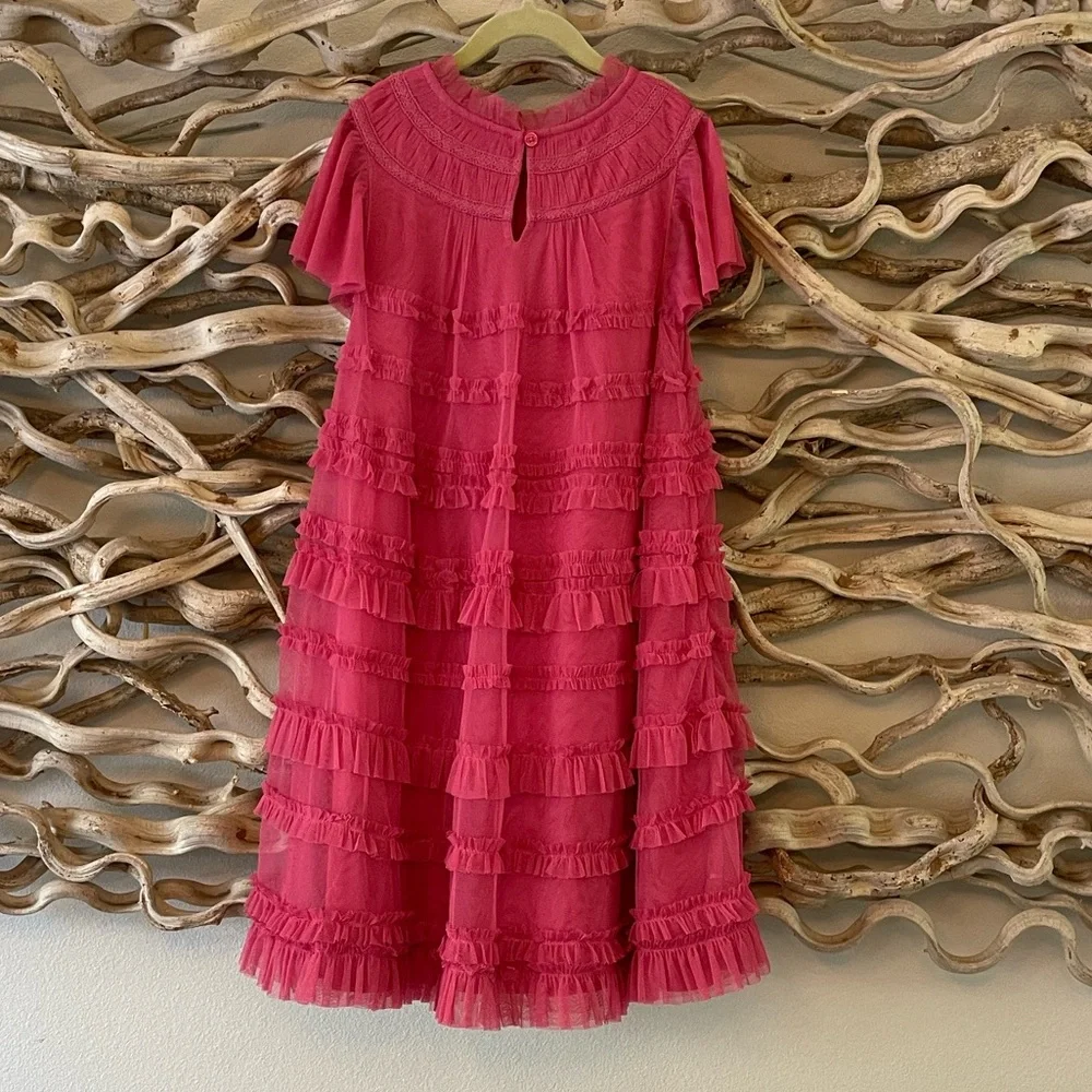 Mini Boden Pink Ruffle Dress - 11/12 - Picture 2 of 6